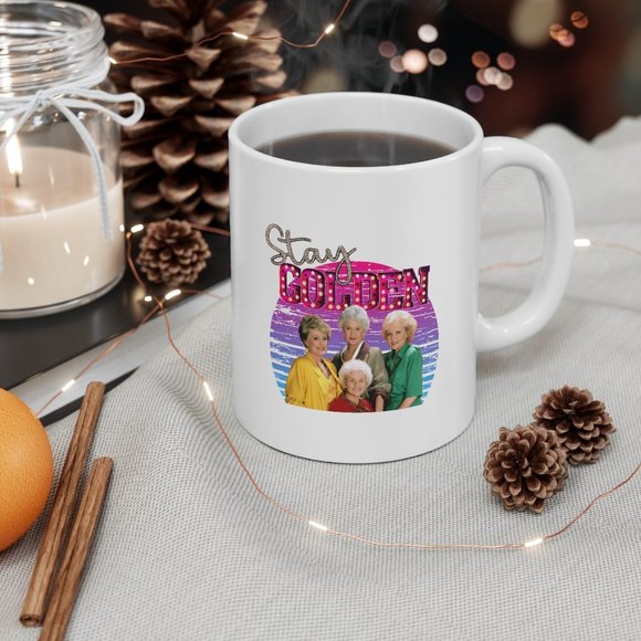 Retro Stay Golden, Girls, Gift For Her, Woman Mug - Picture 3 of 5